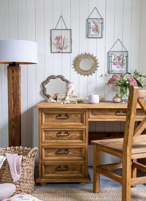 woskowane biurko z szufladami BIK02