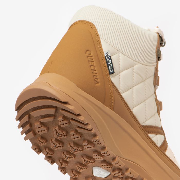 Botas de caminhada na neve quentes e impermeáveis - SH500 MID QLT bege