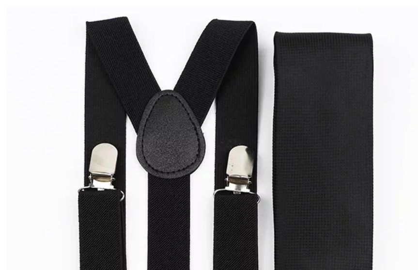 Conjunto suspensórios com laço ou gravata novos