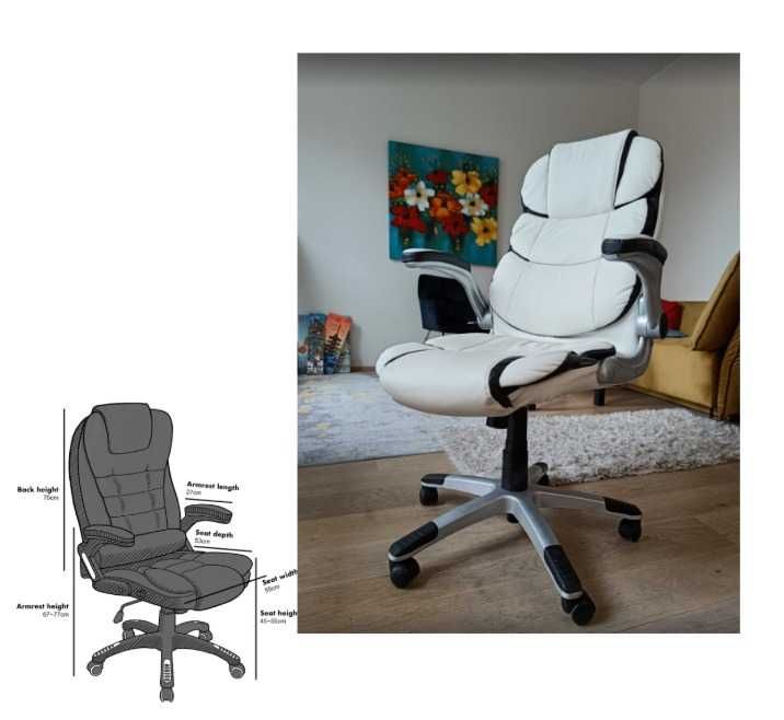 Cadeira branca para escritório/jogos - White office / game chair with wheels and swivel