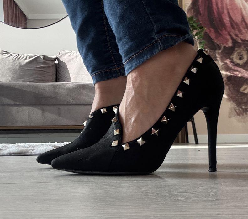 Czółenka w rockowym stylu - obcas 10 cm