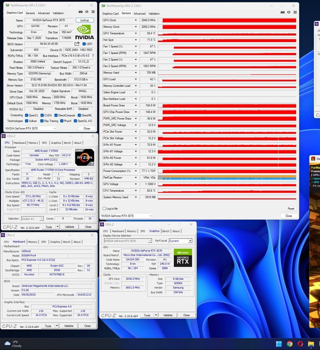 Відеокарта RTX 3070 MSI (nvidia,amd,asus,gigabyte,evga,asrock,zotac)