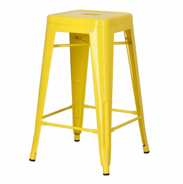 Metalowy hoker LOFT – żółty, industrialny stołek barowy, 66 cm