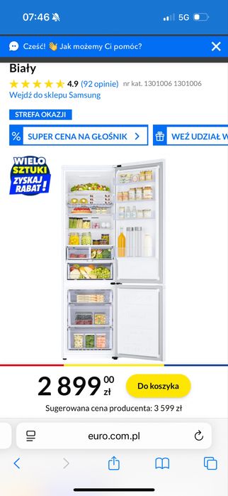 Lodowka Samsung RB38C605CWW no frost biala