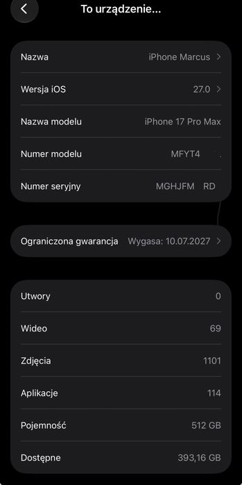 Iphone 17 pro max 512