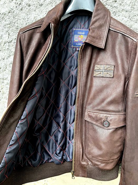 Casaco/Blusão de Cabedal/Pele Castanho Lion of Porsche NOVO