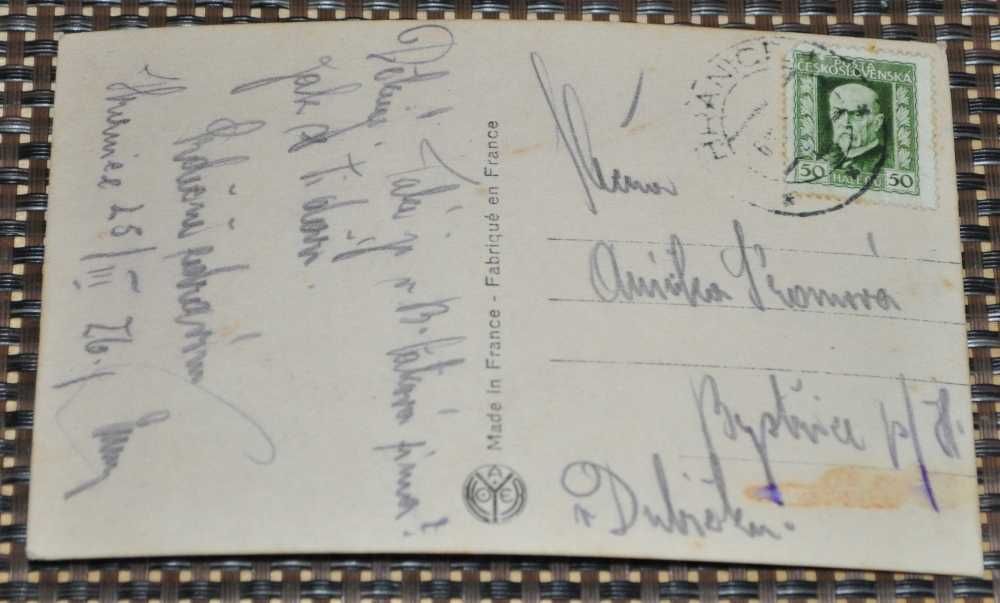 Pocztówka - KOBIETA - 25/III. 1926r. -Bystrice- Posta Ceskoslovenska