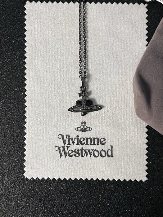 Naszyjnik Vivienne Westwood Serce Czarny Srebrny Orb Vintage