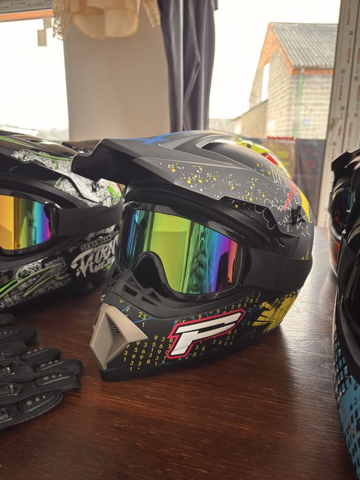 NOWE Kaski Motocrossowe+Gogle  motocross rowerowy quad atv enduro