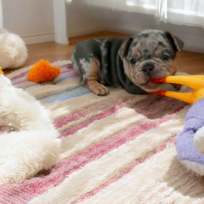 Мальчик французского бульдога Блу Мерле тан