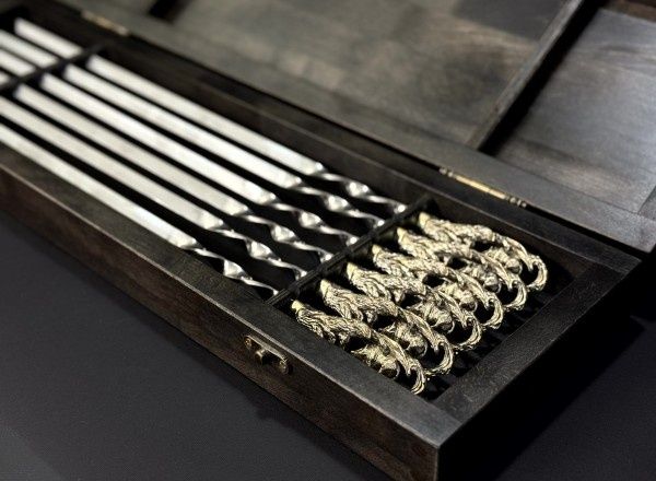 Подарунковий набір шампурів Кабан. Шампура. Ювелірне лиття