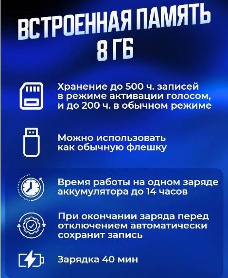 Диктофон міні з голосовою активацією запису Savetek 200 8/16/32гб
