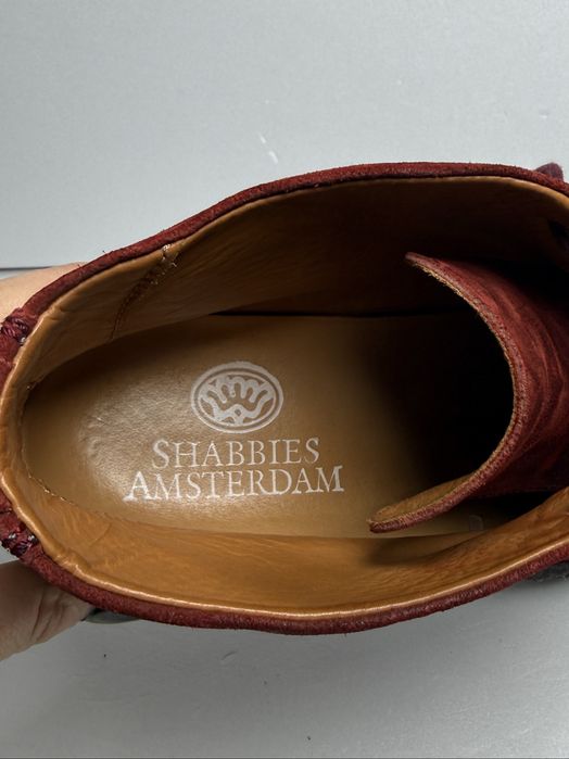 Shabbies Amsterdam bordowe botki r.40 wkł:25,5 cm skóra zamszowa