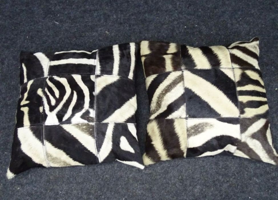 Pele zebra Burchell - Conjunto de Almofadas de pele de zebra (Duas)