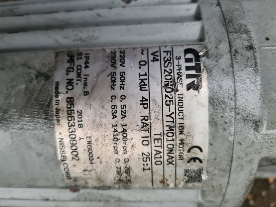 Motoreduktor kątowy 0,1KW 57 obr, 0,2 kw 68 obroty