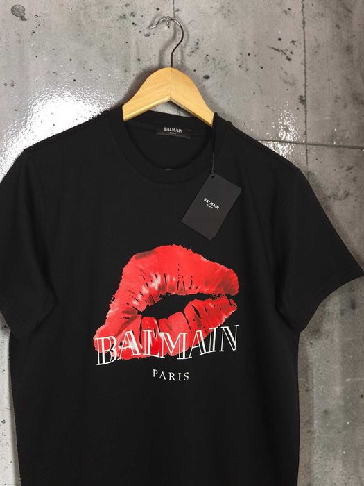 Balmain 100% Bawełna M czarny męski tshirt