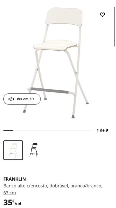 Banco Alto c/ encosto, dobrável ikea