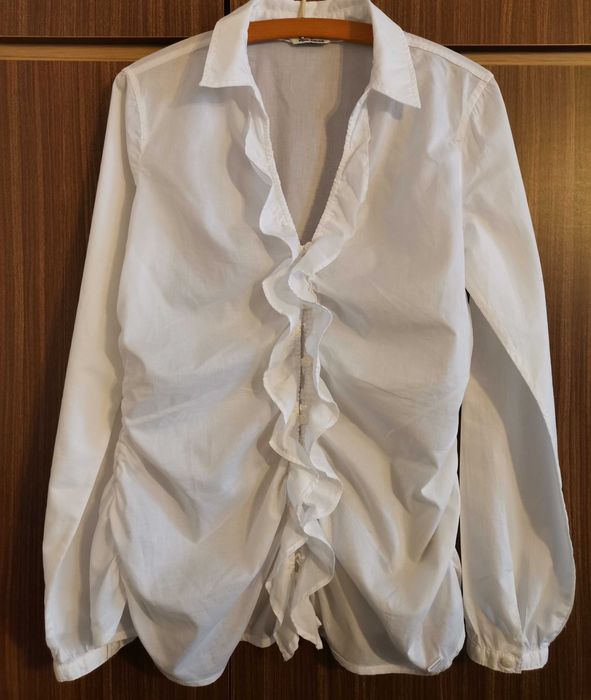 Biała bluzka z falbaną Tom Tailor rozmiar 40