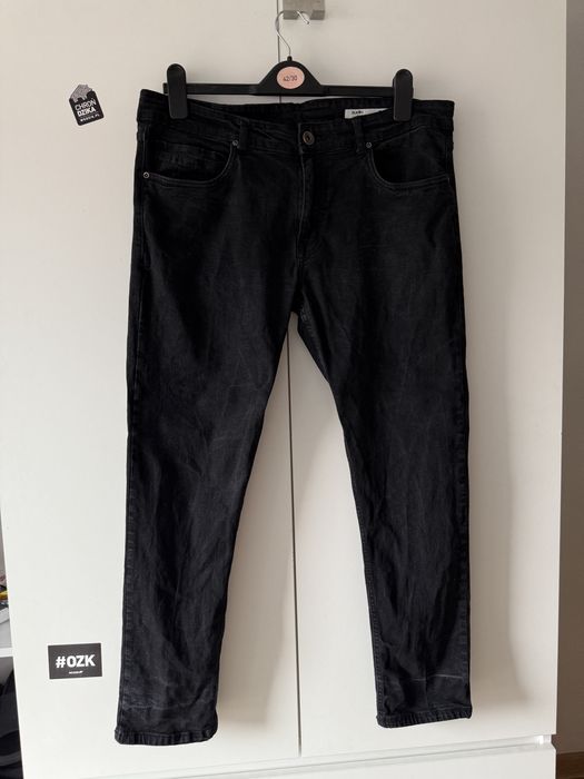 Spodnie czarne jeansy miekkie wygodna pas 46-48