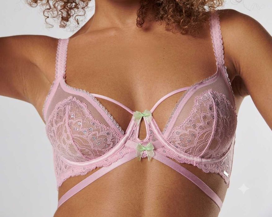 Biustonosz ozdobny koronkowy pudrowy  70D 32D Boux Avenue