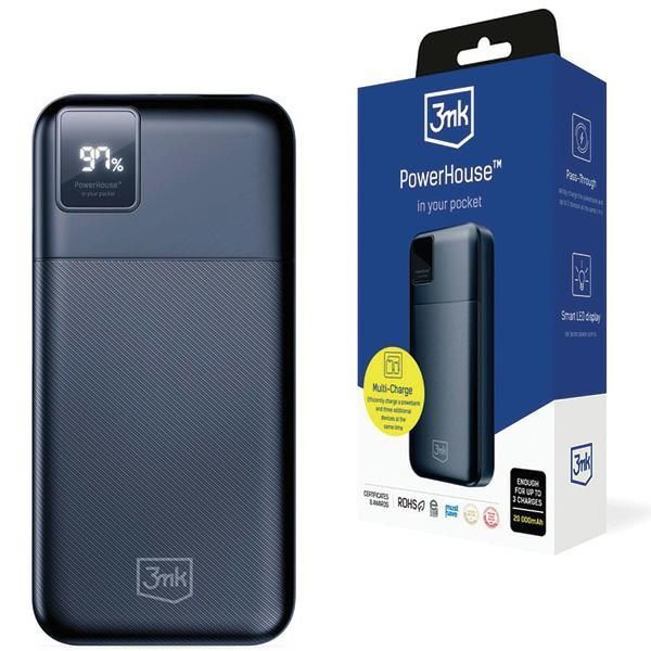 3MK PowerHouse 20000 mAh PowerbankMulti Charge QC+PD Pass-Through