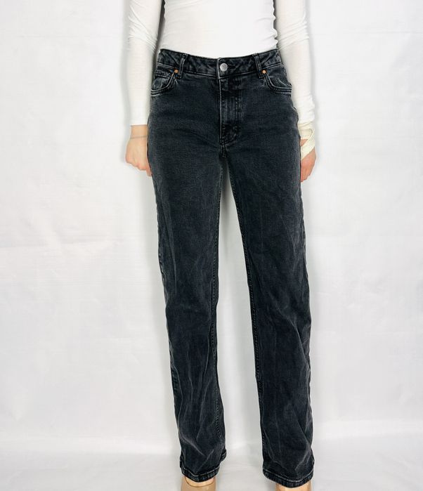 Szare jeansy z podwyższonym stanem S 36