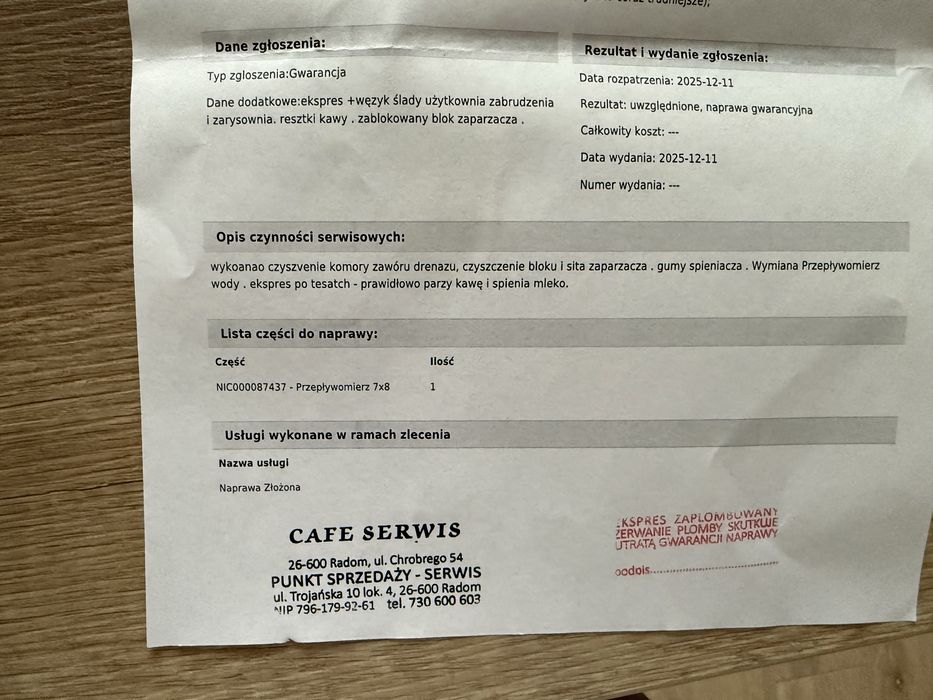 Ekspres Nivona CafeRomatica 790 - po serwisie, wyczyszczony
