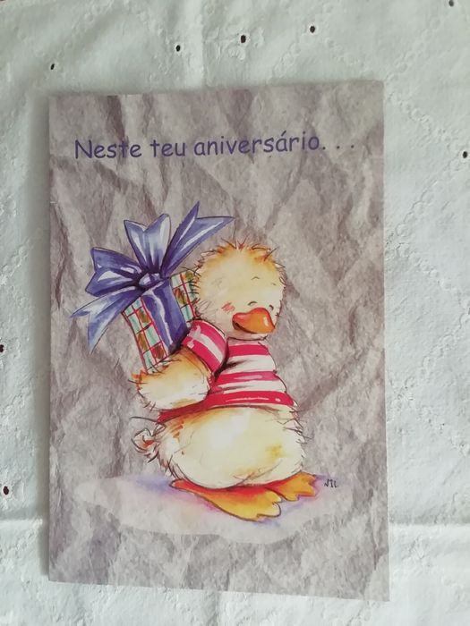 Postal de aniversário Humfrey Creations, escrito