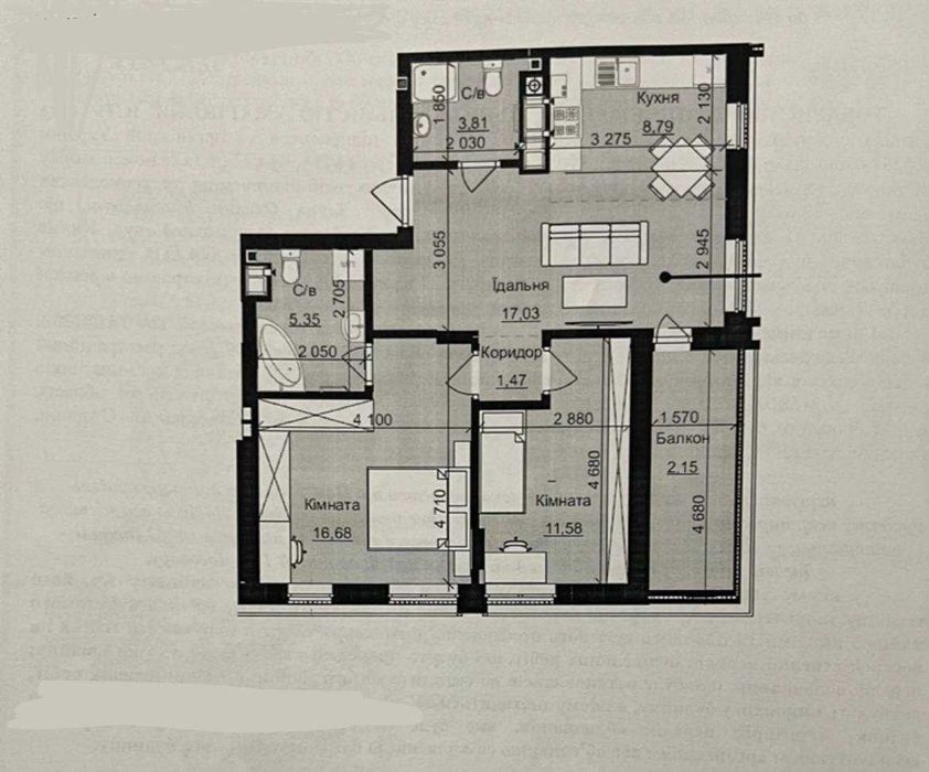 2-кімнатна квартира за адресою вул. Антоненка-Давидовича (площа 66,8 м²) - Atlanta.ua - фото 2