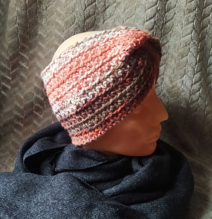 Szydełkowa Opaska Batik Twist Przeplatana Handmade