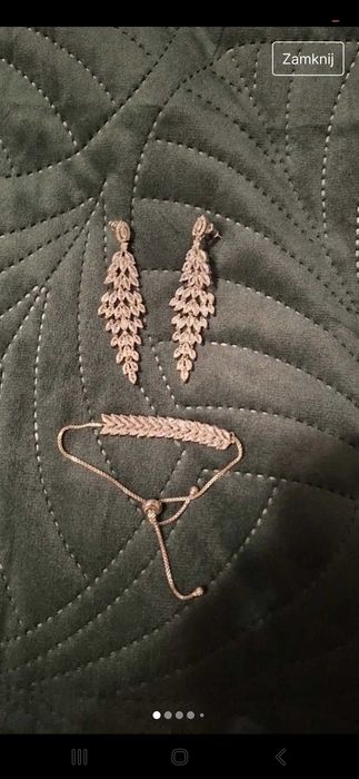 Biżuteria ślubna kolczyki i bransoletka