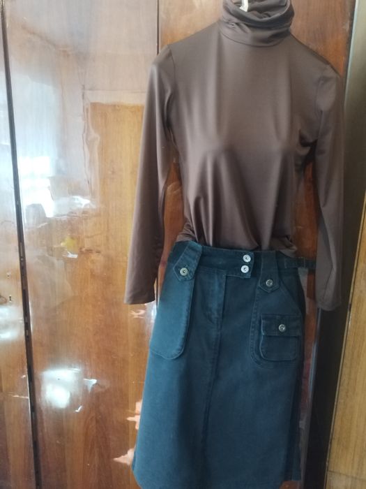 Льняной  костюм персикого цвета