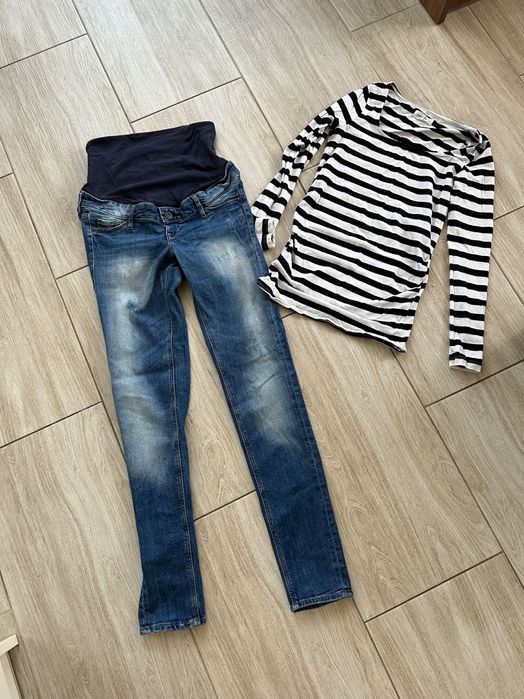 Spodnie ciazowe H&M i bluzka ciazowa sinsay