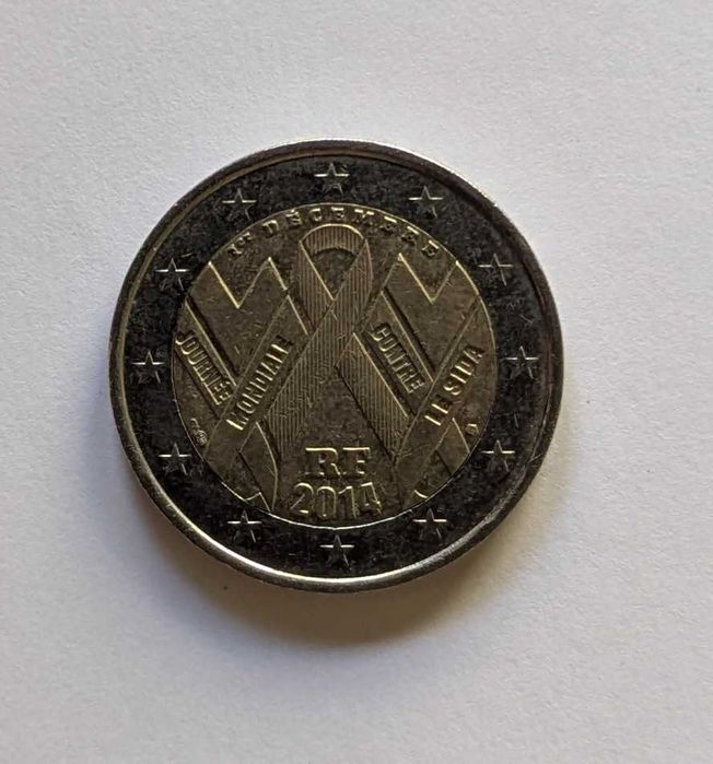 Moeda 2€ - França - 2014 - Luta contra a SIDA
