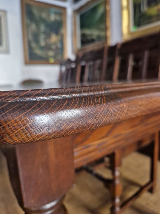 Stół dębowy lity 200x90 cm + komplet krzeseł x6