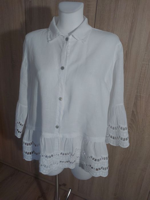 Elegancka biała koszula z lnu – Made in Italy – jak nowa!