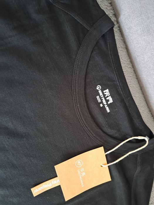 [L] 100% Merino Wełna Merynos Koszulka Czarny Długi Rękaw