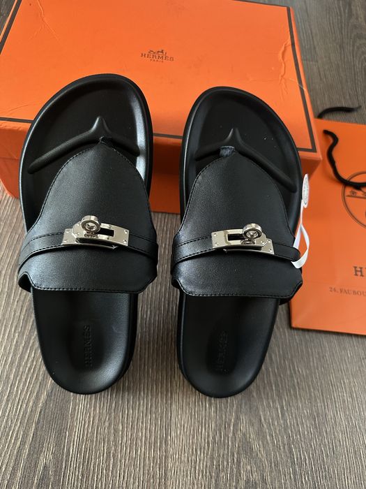Тапки Hermes шкіряні