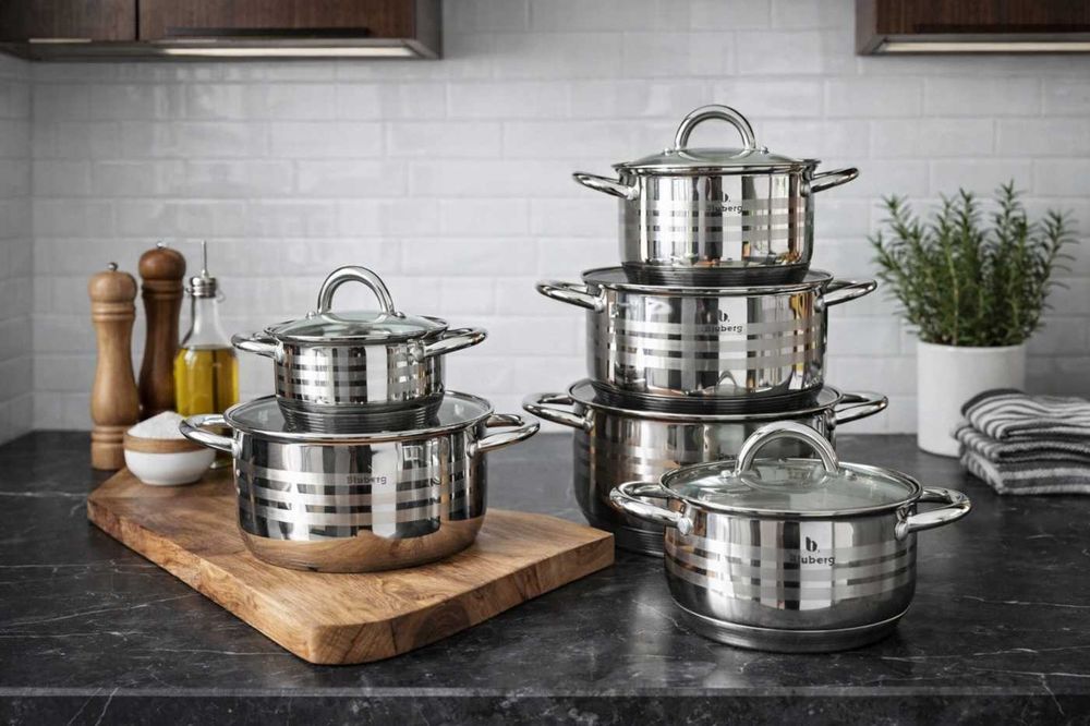 Zestaw garnków na indukcja gaz garnki ze stali nierdzewnej ZESTAW 12