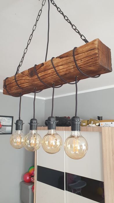Lampa  wisząca loft stara belka retro vintage rustykalna  stare drewno
