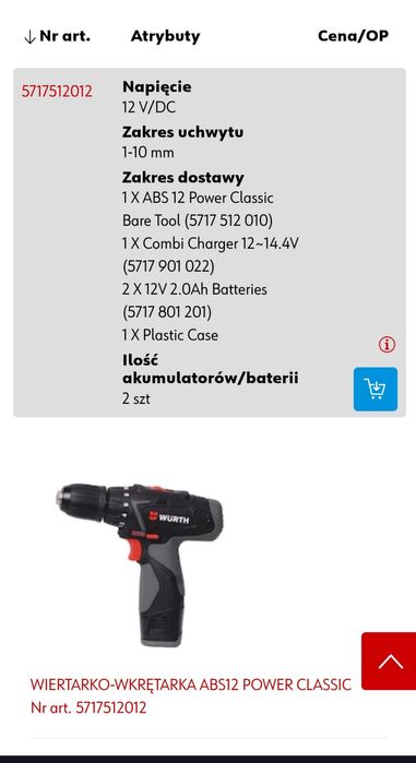 Wiertarko wkrętarka Wurth ABS 12 Power Classic