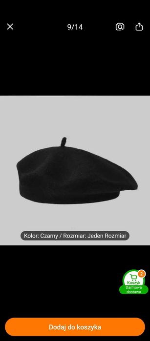 Klasyczny czarny beret w francuskim stylu