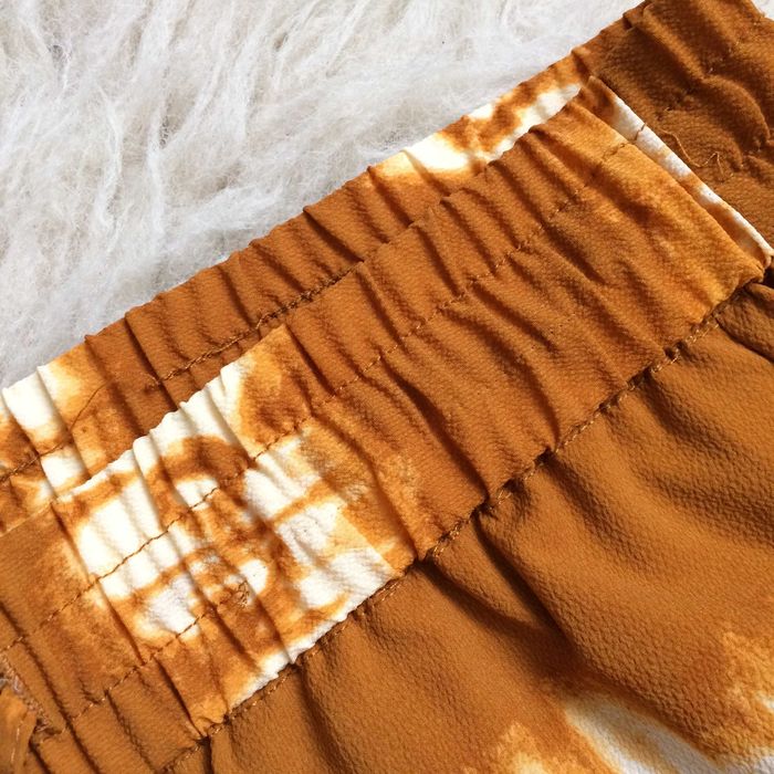 H&M spodnie palazzo musztardowe miodowe tie dye letnie boho L 40