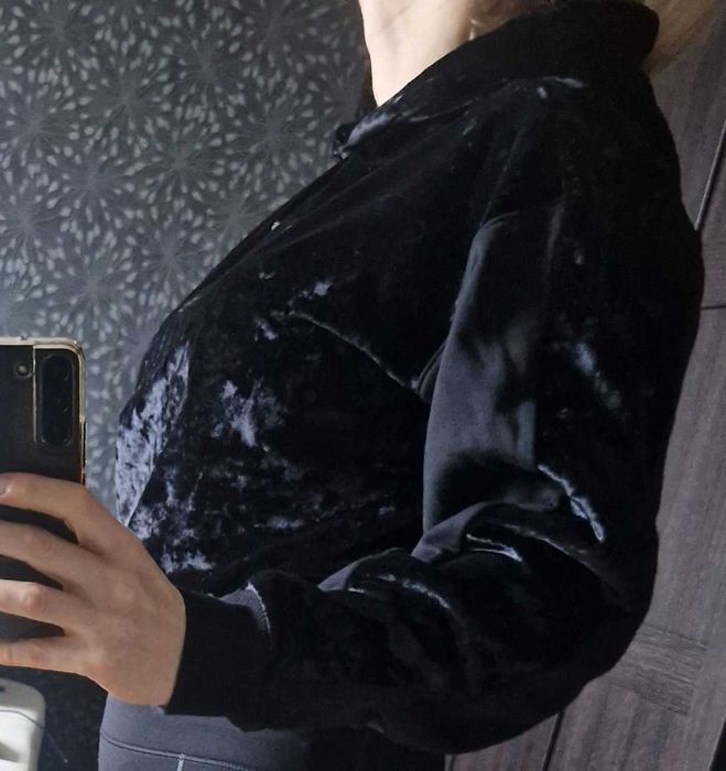 Bluza welurowa aksamitna Calvin Klein r. S / M ciepła z kapturem