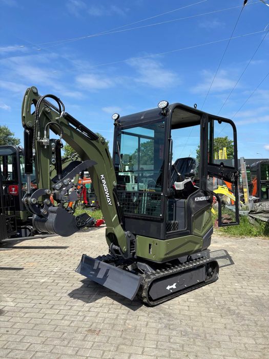 NOWA Minikoparka 3-cyl VIP16 S16K Kingway 1600kg 3 łyżki KCIUK Hydrauliczny Ramię Skrętne 25KM
