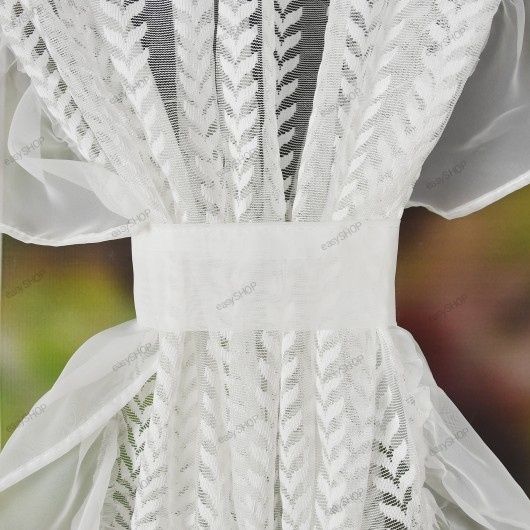 Długa gotowa firana koronkowa z falbanką