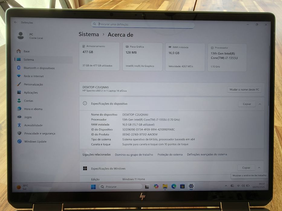 HP Spectre x360 2-in-1 i7-1355u/16gb/512gb/GARANTIA