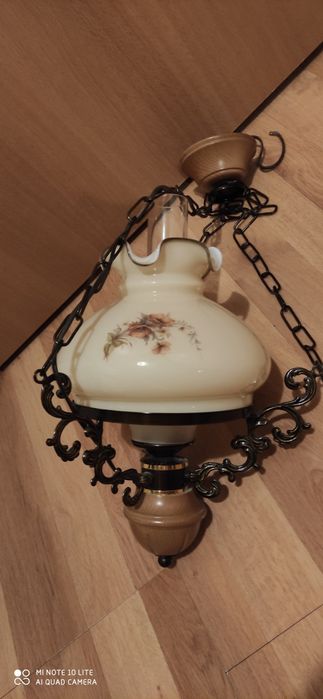 Lampa wisząca Rustykalna / szklany klosz / szklany komin  / VINTAGE