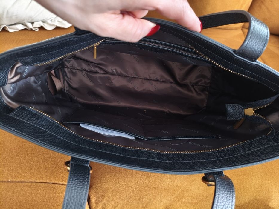 Czarna duża szopper bag torebka Wittchen skóra naturalna