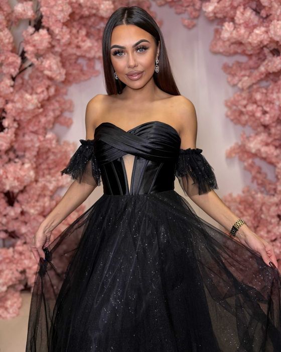 Zjawiskowa suknia na studniówkę Ortis Glamoure Black R36 Polski produc